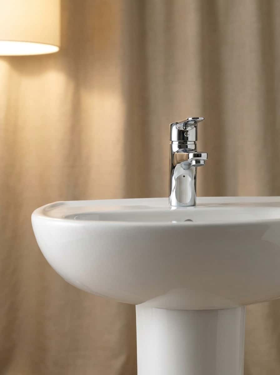 Classic Pedestal Sink, Chrome Faucet view 1