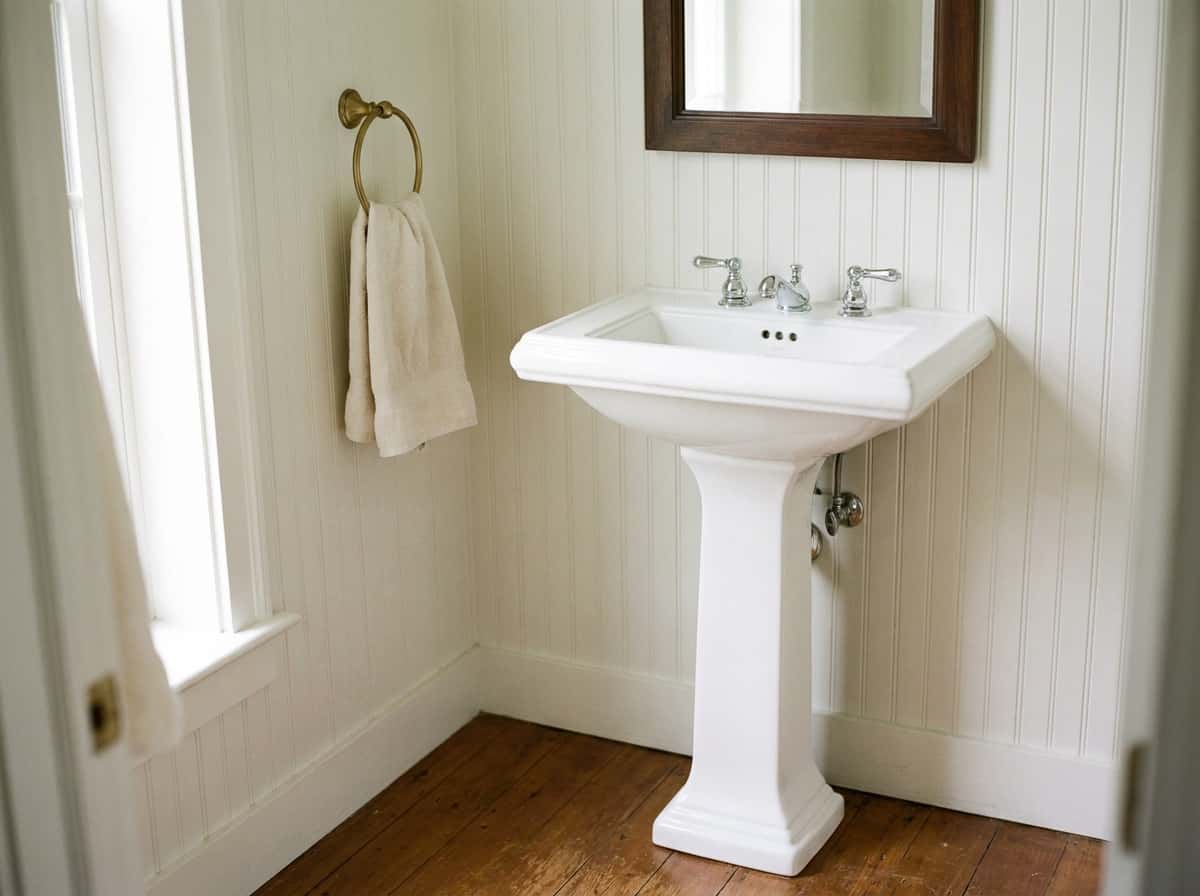 Classic Pedestal Sink, Chrome Faucet view 3