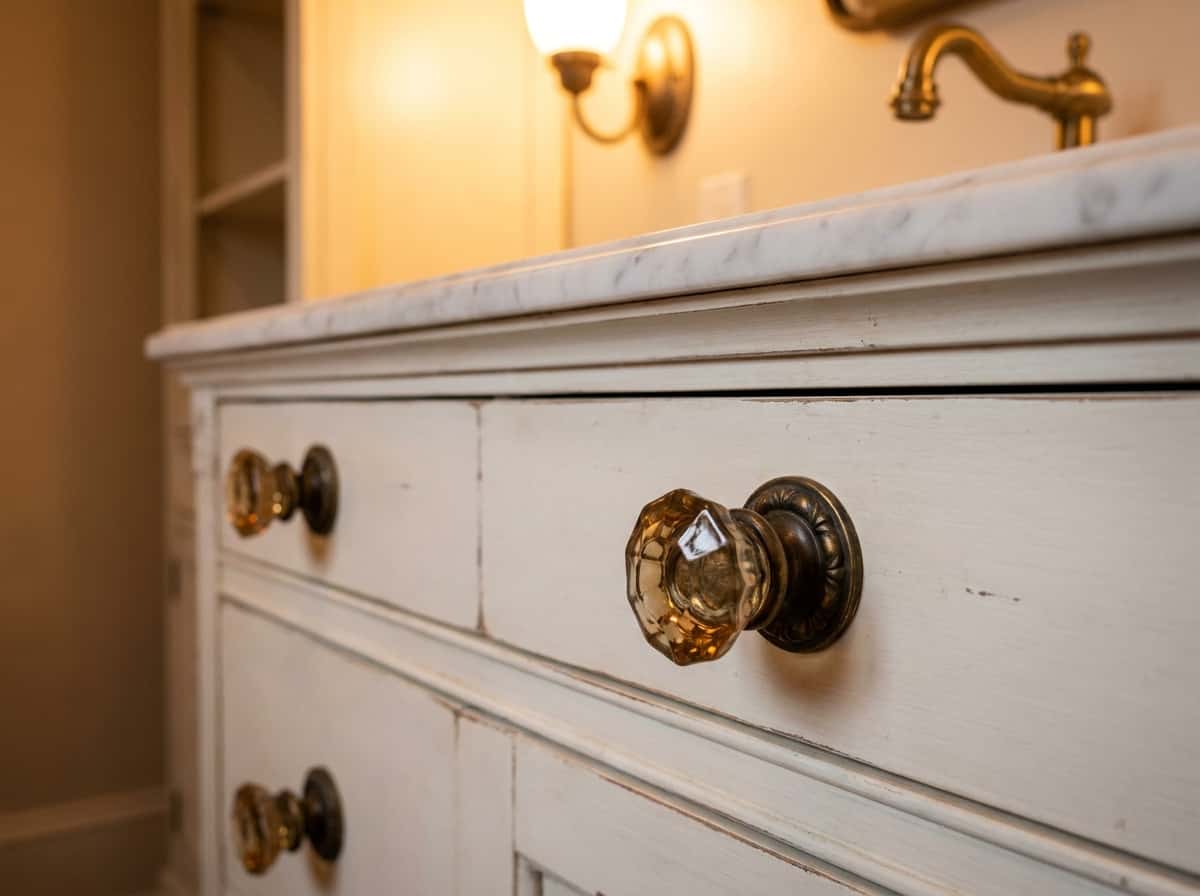 Vintage Glass + Brass Knobs (6-pack) view 3