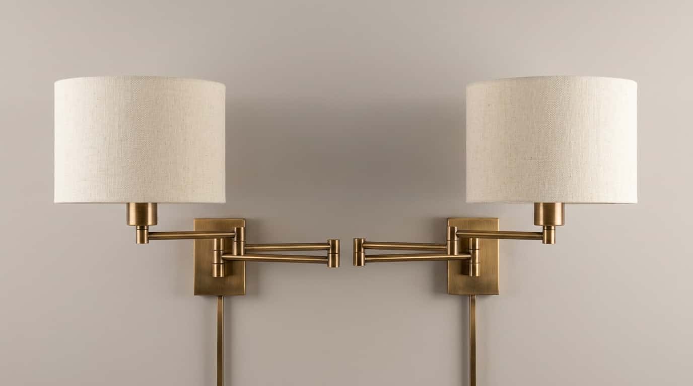Brushed-Brass Swing-Arm Sconces (pair) view 1