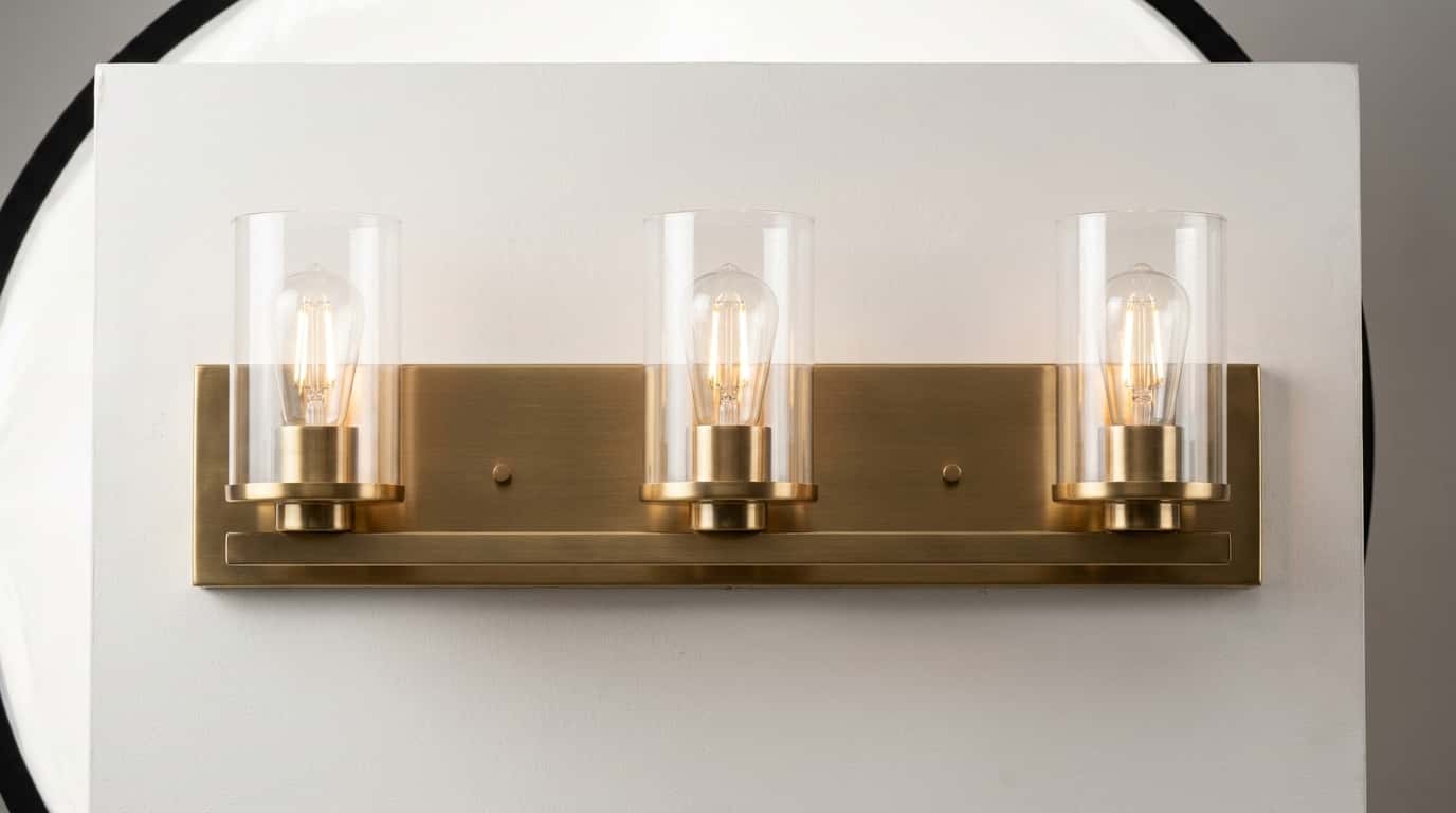 3-Light Brushed-Brass Vanity Bar view 1
