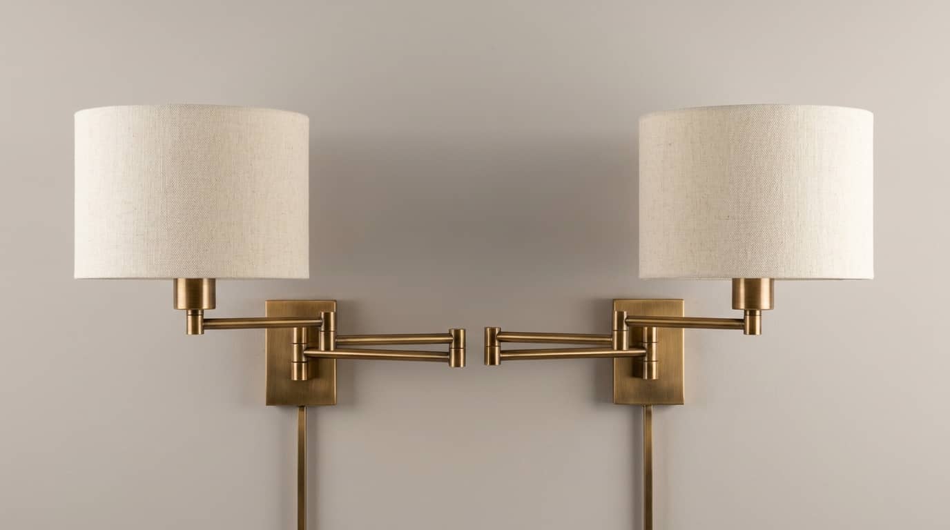 Brushed-Brass Swing-Arm Sconces (pair)
