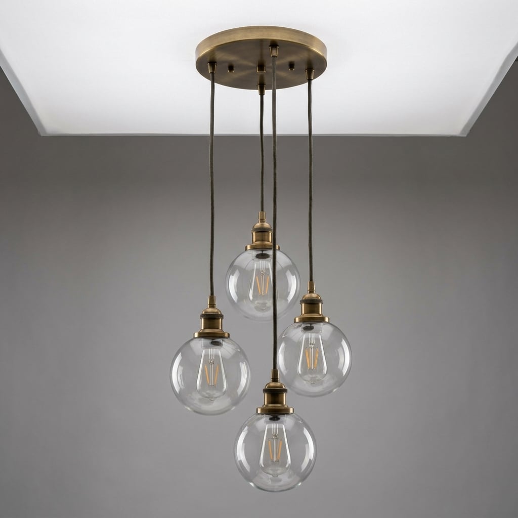 4-Light Antique-Brass Cluster Pendant