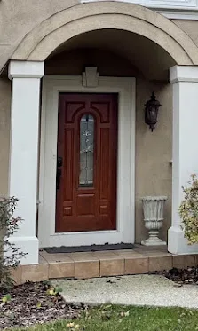 A clean five-piece shaker interior door, painted, our most-built door style.