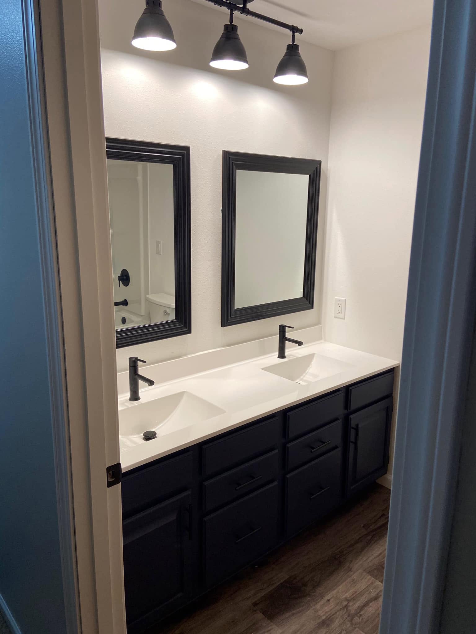 Custom double vanity bath install.